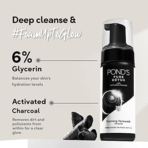 Pond's Pure Detox Foaming Pump Facewash for with Activated Charcoal, 150 ml