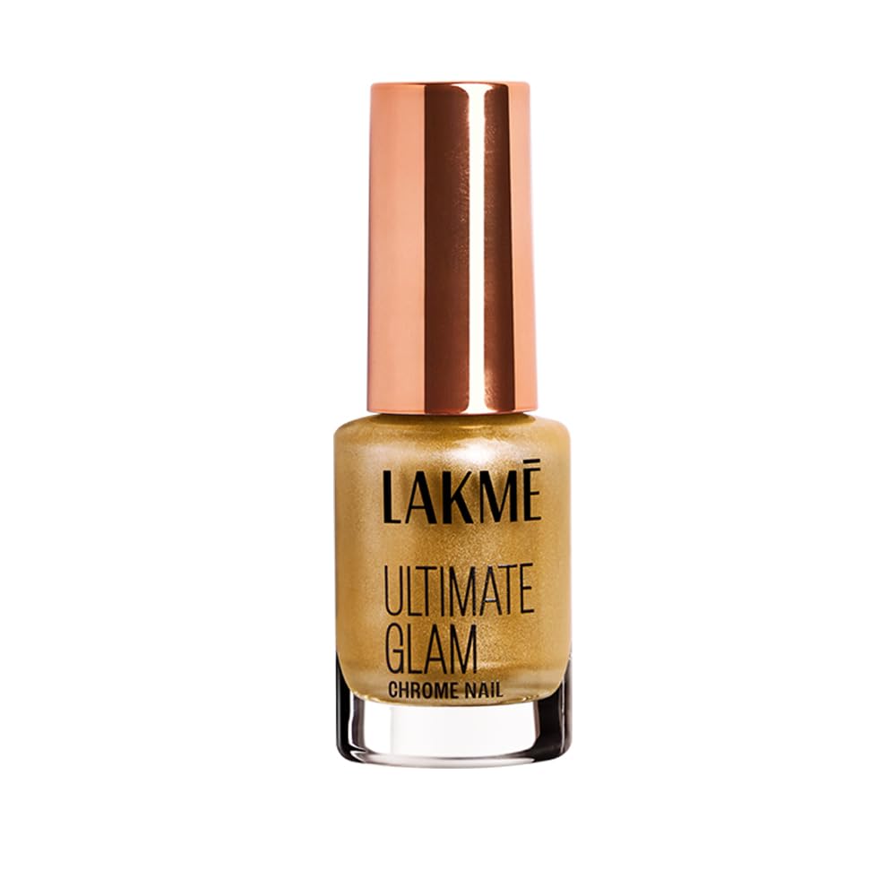 Lakmé Chrome Metallic Finish Nail Paint, Gold 6Ml