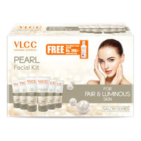 VLCC Pearl Facial Kit with FREE Rose Water Toner - 300g + 100ml | Luminous and Radiant Skin | At Home Facial with Pearl Extracts, Sandalwood, Turmeric & Aloe Vera | Tan Removal Facial Kit.