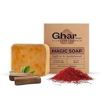 GHAR SOAPS Magic Soap Sandal Wood And Saffron Bath Soap For Glowing Brightening And Refreshing Skin Natural & Paraben Free| Deeply clean pores and remove dirt and grime (Pack of 12 (100 gm)