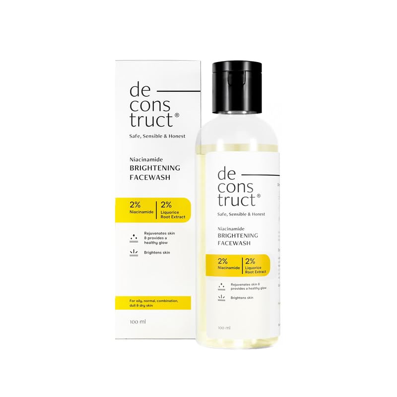 Deconstruct Niacinamide Brightening Facewash | 2% Niacinamide + 2% Liquorice Root Extract | Cleanses, Brightens | Face Wash for Tan Removal, Clear and Bright Skin & Glowing Skin | 100 ml