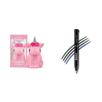 RENEE Princess Snowball Lip Balm 3gm for Pre-teen Girls | Color - Pink and RENEE Bold 4-4-in-1 Kajal - Four Shades Black, Brown, Teal & Blue