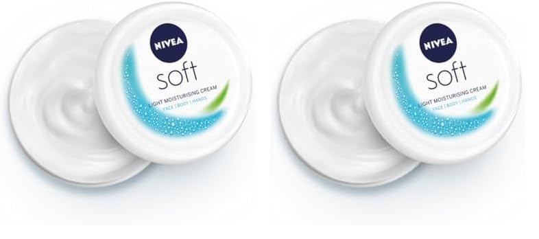 NIVEA Soft Light Moisturizer For Face, Hand & Body, Instant Hydration, Non-Greasy Cream With Vitamin E & Jojoba Oil, 50ml (Pack of 2)