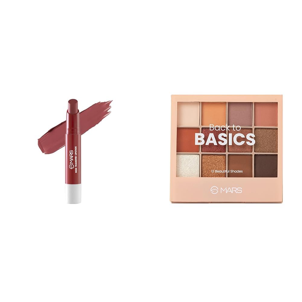 MARS Matte Super Stay Lipstick |(2.6 gm) (02-TREASURE) 12 Shades Back to Basics Eyeshadow Palette with Free Applicator (14.4 gm) (Shade-02)