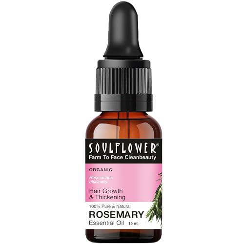 Soulflower Rosemary Essential Oil for Hair Growth, Hair Fall Control & Nourishment, Skin Care | 100% Pure, Natural, Undiluted Clinically Tested & Ecocert Organic Certified | 15ml each (Pack of 3)
