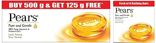 Pears Moisturising Bathing Bar Soap with Glycerine Pure & Gentle For Golden Glow (125g x 8) & Pears Moisturising Bathing Bar Soap with Glycerine Pure & Gentle For Golden Glow (125g x 5)