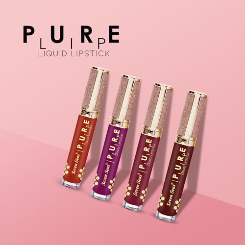 Seven Seas Pure Liquid Lipstick, Matte Finish, Purple (Crimson, 7ml)