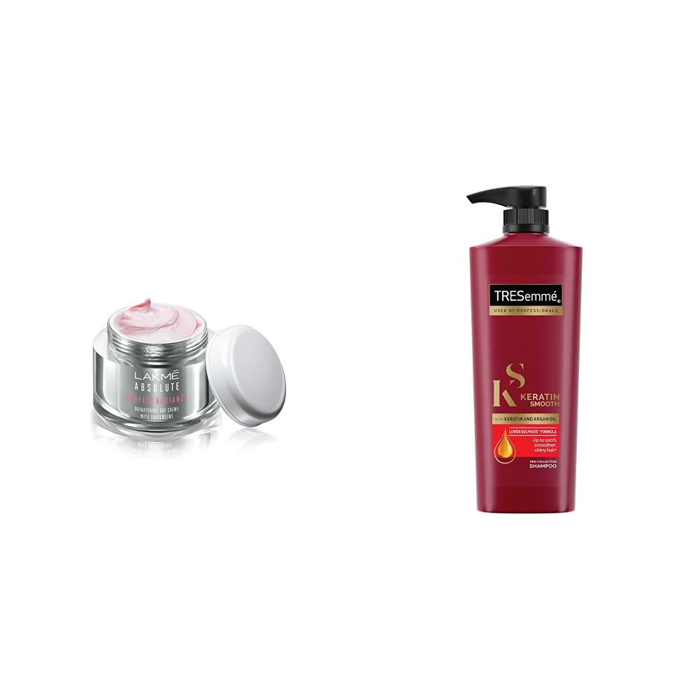 Lakmé Perfect Radiance Fairness Day Creme 50 g & TRESemme Keratin Smooth Shampoo, 580ml