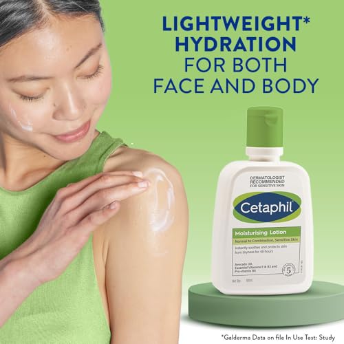 Cetaphil Moisturizing Lotion for Dry to Normal, Sensitive Skin| 100 ml| Moisturizer with Niacinamide, Panthenol| Non-greasy, Won t Clog Pores| Dermatologist Recommended| Paraben, Sulphate Free