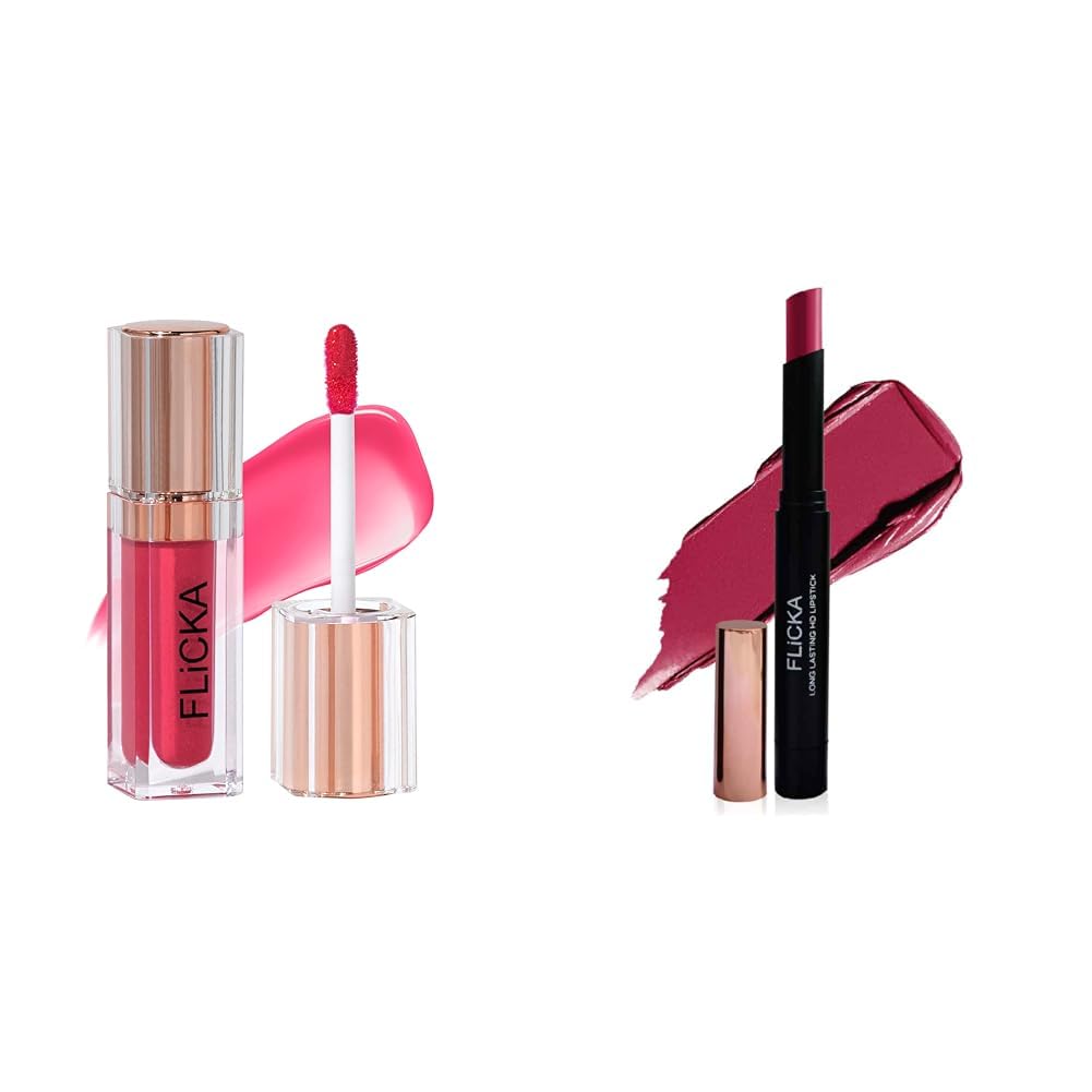 FLiCKA Shimmery Affair Lip Gloss 6 Gin Baby Pink 5ml High Drama Creamy Matte Lipstick| Nontransfer HD Lipstick, Waterproof, Hydrating, Moisturizing, Upto 16Hrs, 04 Nervous, 3.2