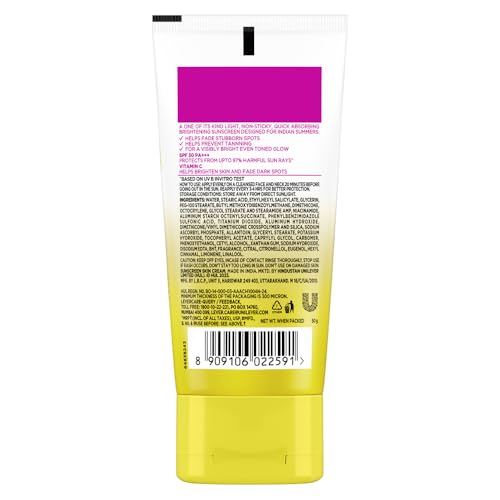 Glow and lovely Brightening Sunscreen SPF 30 | Vita C | PA ++++ |Light weight | Non sticky | No White Cast | 50g