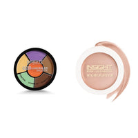 Insight Cosmetics Pro Powder Concealer Palette - Corrector, 15Gm & Cosmetics Glitter Makeup Highlighter, 3.5 Gm