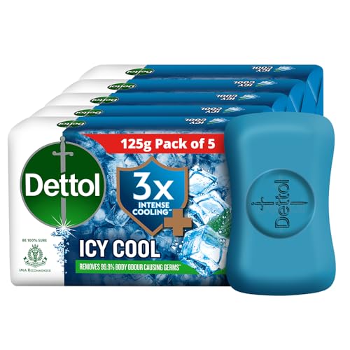 Dettol Intense Cool Bathing Soap Bar with Menthol (Buy 4 Get 1 Free - 125g each), Combo Offer on Bath Soap
