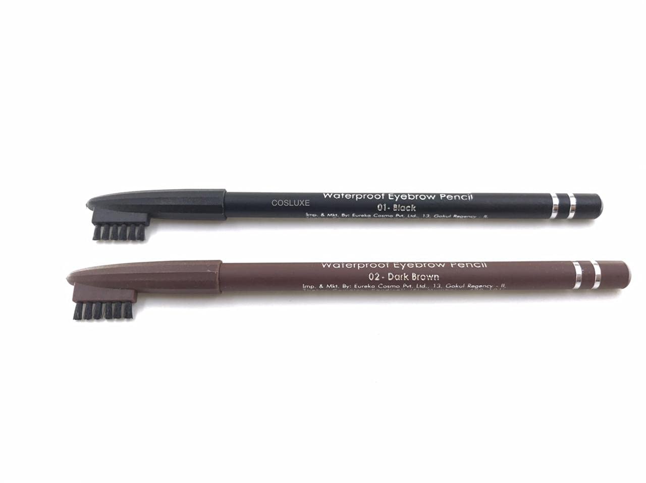 Miss Claire WaterProof Eyebrow Pencil with Brush (Black, Dark Brown) (COLORS COSMETICS)