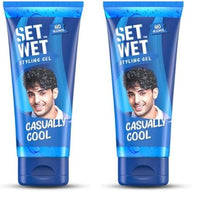 Set Wet Styling Hair Gel for Men - Casually Cool, 100gm | Medium Hold, High Shine | For Medium to Long Hair |No Alcohol, No Sulphate (Pack of 2)