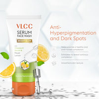 VLCC Vitamin C & Meyer Lemon Serum Facewash - 150 ml to Reduce Pigmentation & Brighten for AM | with Free Hyaluronic Acid & Aloe Vera Serum Facewash - 150 ml to Strengthen Skin Barrier for PM (B1G1)