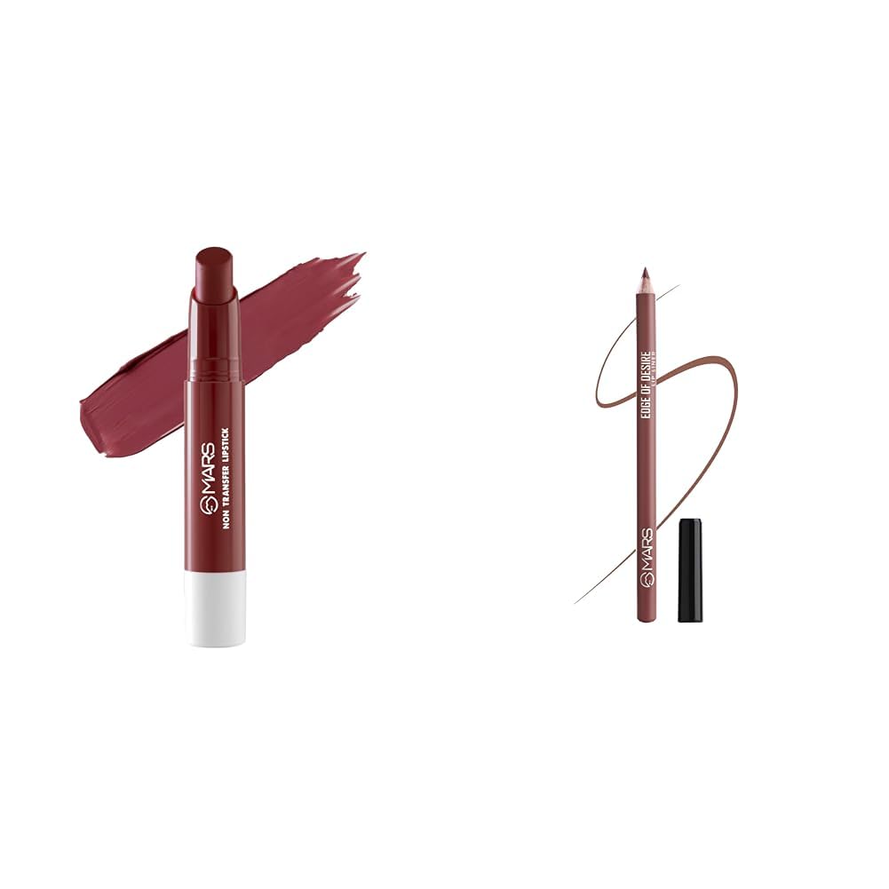 MARS Matte Super Stay Lipstick Lipstick for Women (2.6 gm) (13-DESTINY) Matte Lip Liner | One Swipe Smooth Application | Long Lasting Lip Pencil (1.4gm) (11-SPICED CRANBERRY)