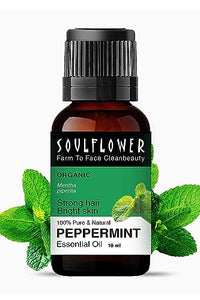 Soulflower Peppermint Essential Oil for Skin & Hair Growth, Hair Fall Control, Scalp |100% Pure & Natural Therapeutic Grade, Undiluted, Ecocert Cosmos Organic Certified, Mentha Piperita |10ml