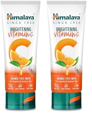 Himalaya Brightening Vitamin C Orange Face Wash | Brightening Face Cleanser | Remove Dull Skin | 100ml (Pack of 2)