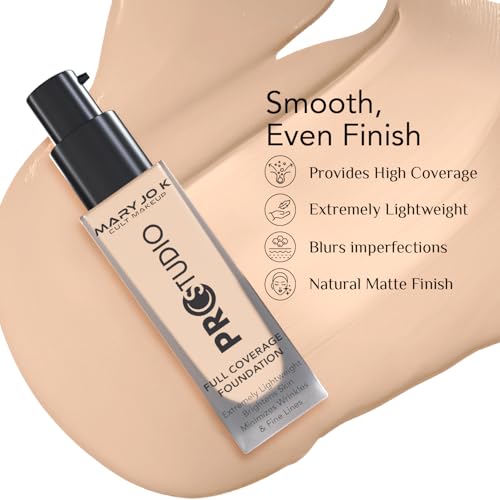 MARY JO K Full Coverage Foundation 03 – Buildable, Long-Wear & Natural Finish – Suitable for All Skin Types – Matte Cream Foundation with Pump – 30ml