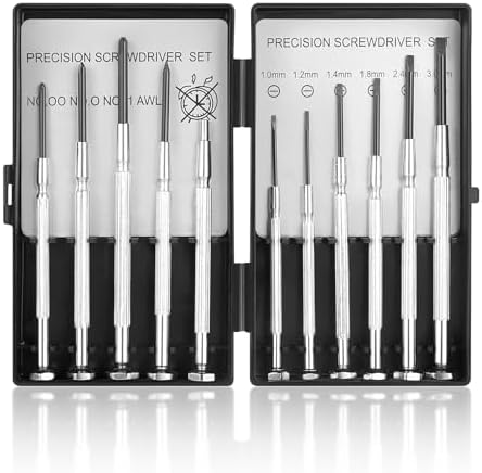 11 Pcs Small Precision Screwdriver Set, Tiny Screwdriver Set, Mini Screw Driver Kit with Slotted and Phillips Heads, Ideal for Watch, Eyeglasses, Toys, Electronics, Computer Repair