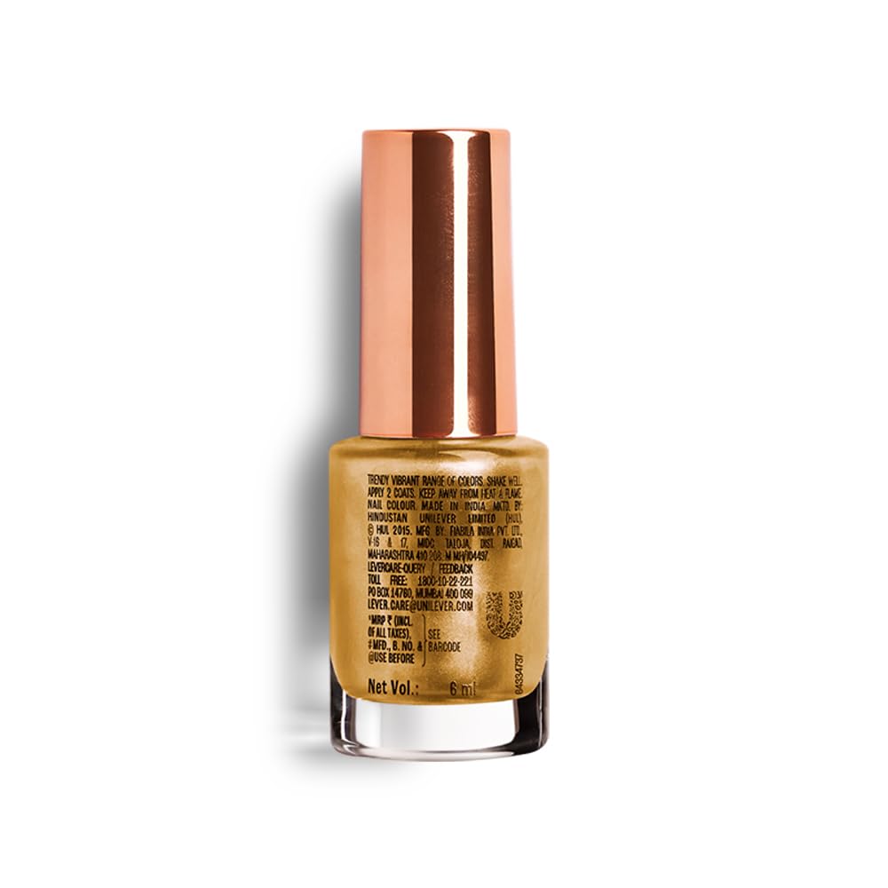 Lakmé Chrome Metallic Finish Nail Paint, Gold 6Ml