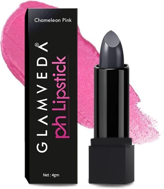 Glamveda Ph Lipstick | Color Changing Black Lipstick With Glossy Pink Payoff | Long Lasting Nourishment, SPF 10, Enriched With Vitamin E & Jojoba Oil| Vegan & Paraben Free | 4 gm Pack of 1