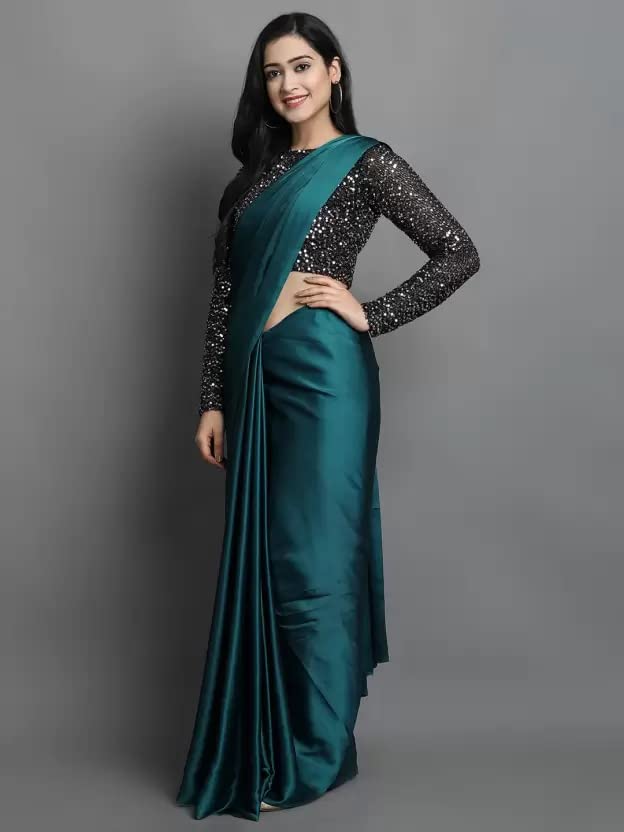 Regolith Designer Sarees for Women 's  Georgette ready to wear sarees for women With Fancy Saree Blouse Piece