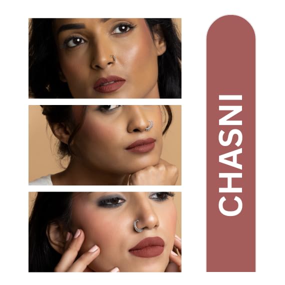 MyHues Lip Comfort Matte Liquid Lipstick Warm Brown (Chashni) - 5ml, Non-Drying Matte Finish | Transferproof Lipstick