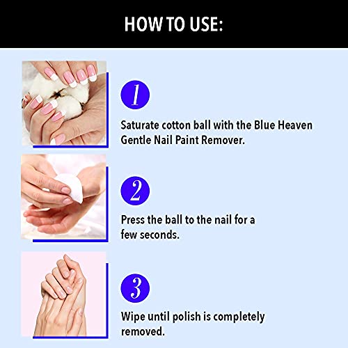 Blue Heaven Gentle Nail Paint Remover, Infused with Vitamin E and Nail Conditioner, Acetone Free, Gentle Nail Polish Remover, 125ml