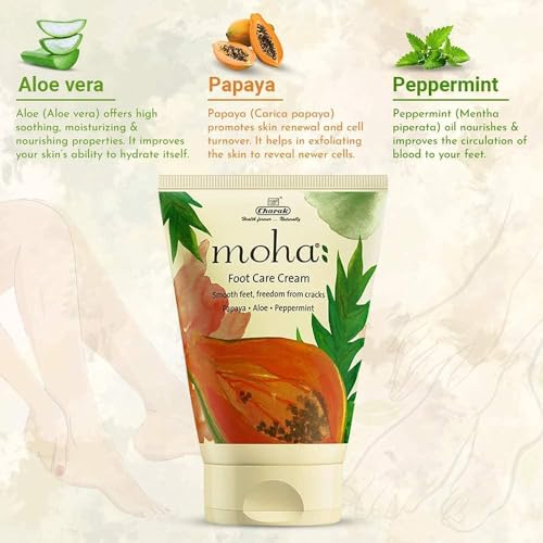 Moha: Foot Cream For Rough, Dry and Cracked Heel, Feet Cream For Heel Repair With Benefits Of AleoVera, Papaya & Peppermint (100ml) Pack of 1