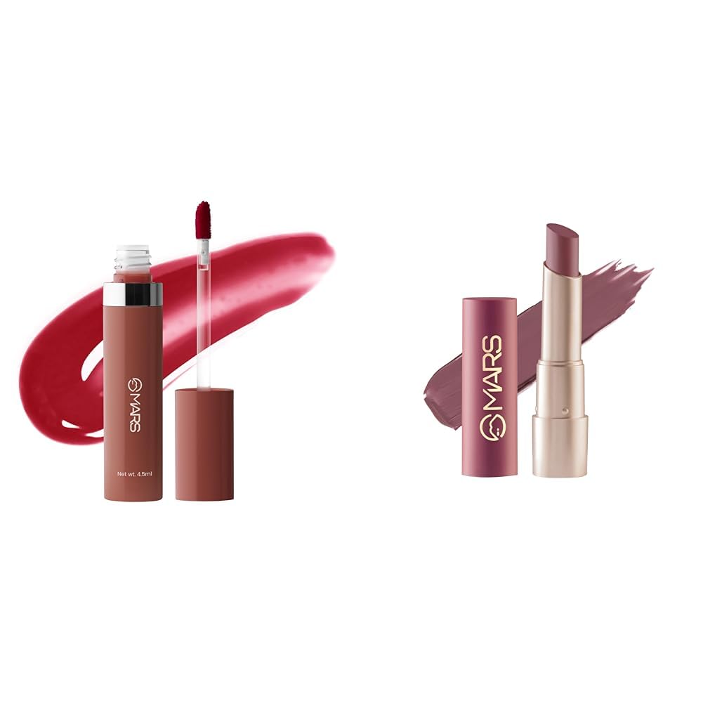 MARS Drip Lip Mist for Women (4.5 ml) (03-Rosewood Drip) Creamy Matte Long Lasting Lipstick for Women (3.2 gm) (20-Grapeful Ghoomar)