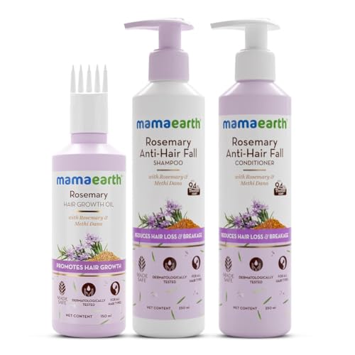 Mamaearth Rosemary Hair Fall Control Kit | Gives up to 94% Stronger Hair | Up to 93% Less Hair Fall | Made Safe Certified | For Men & Women | 650 ml