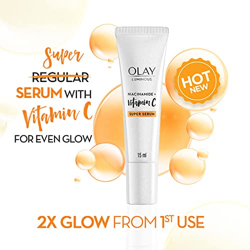Olay Vitamin C Face Mini Serum with Niacinamide l Dark Spot Reduction l Even Glow & Smooth Texture l Normal, Oily, Dry & Combination Skin l Parabens & Sulphate-free l 15ml