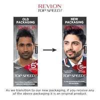 Revlon Top Speed Hair Color for Men Natural Black | Infused with Mother of Pearl and Ginseng Root extract for Intense Conditioning | 100% Grey Coverage in 5 Minutes | Shiny & Nourished Hair