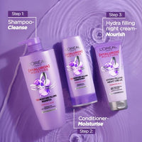 L'Oreal Paris Hyaluron Moisture 3-step Ultimate Hydration kit - Shampoo (340ml) + Conditioner (360 ml) + Night Cream (180 ml)