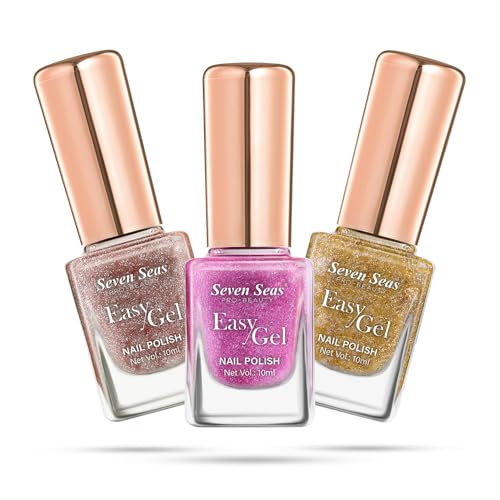 Seven Seas Easy Gel Nail Polish | Quick Dry Gel Nail Polish, Pack of 3 (Combo-19, 30ml)