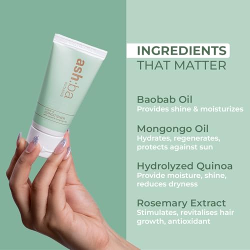 Ashba Botanics Leave-in Conditioner for Frizzy, Wavy & Curly Hair | Hair Cream For Men & Women | Moisturizes, Protects, Nourishes & Adds Shine to Dry & Damaged Hair | Silicone Free (50, millilitre)