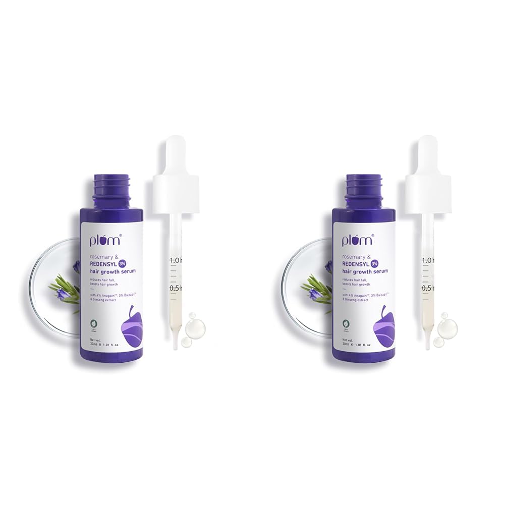 Plum Hair Growth Serum | With Rosemary, 3% Redensyl, 4% Anagain, 3% Baicapil, & Ginseng Extract | Reduces Hairfall, Boosts Hair Growth, Improves Hair Density |For Men & Women | 30ml (Pack of 2)