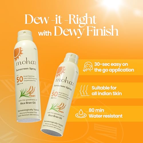 Moha Sunscreen Spray Spf 50 Body Sunscreen Spray Waterproof Lightweight Uva+Uvb Protection, No White Cast, Broad Spectrum Pa+++, For Women & Men, Spray Sunscreen for face & Body,170ml Pack Of 1