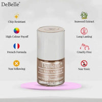 DeBelle Gel Nail Polish Chrome Beige (Metallic Beige Nail Paint)|Non UV - Gel Finish |Chip Resistant | Seaweed Enriched Formula| Long Lasting|Cruelty and Toxic Free| 8ml