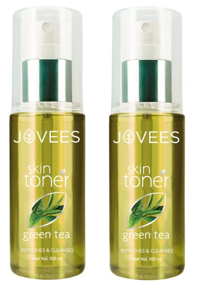 Jovees Herbal Green Tea Skin Toner with Cleanses & Moisturises | Pore Tightening | For Oily, Acne Prone Skin 100ML (Pack of 2)