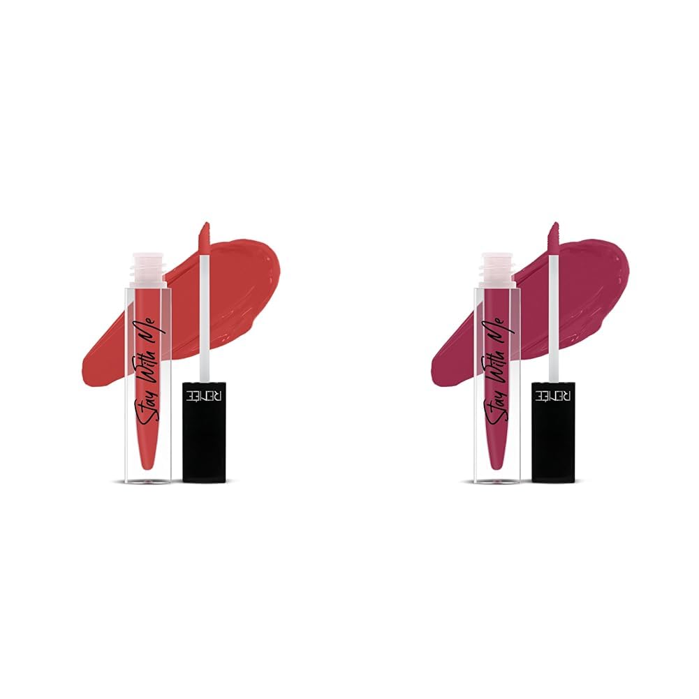 RENEE Stay With Me Matte Lip Color - Slay With Salmon 5ml & RENEE Stay With Me Matte Lip Color - Dose Of Rose 5ml