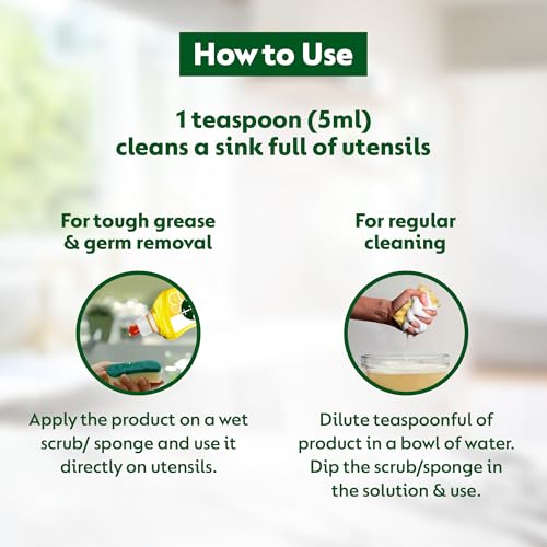 Dettol Lemon Fresh Dishwash liquid and Cleaning Gel || Cuts Tough Grease || Remove germs || 750ml, bottle