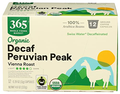 365 Coffee Decaf Peruvn Peak Vna Roast Pods Organic 12 Count, 4.6 Ounce