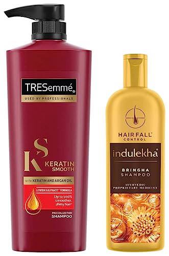 TRESemme Keratin Smooth Shampoo, 580ml And Indulekha Bringha Anti Hair Fall Shampoo, 200ml
