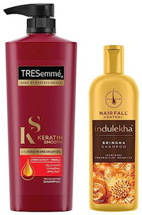 TRESemme Keratin Smooth Shampoo, 580ml And Indulekha Bringha Anti Hair Fall Shampoo, 200ml