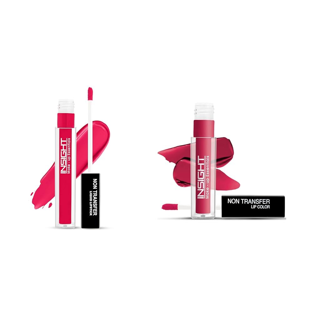 Insight Cosmetics Transfer Liquid Lipstick 24 Hrs Waterproof Matte Texture, 6ml(LG39-01) Non Transfer Lip Color Matte Texture12Hrs Waterproof, 4ml(LG40-14)