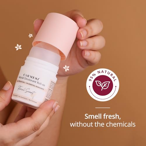 Carmesi Natural Underarm Roll On Deodorant for Women | 95% Natural + 5% Essential Ingredients | For Fresh Underarms All Day | No Alcohol & Aluminium | Floral Sunset | 50 ml (Pack of 2)