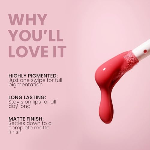 Seven Seas Feather Light Liquid Lipstick | Matte Finish Liquid Lipstick | Long Lasting | Non Transfer | One Coat Application | Stay Upto 12 Hours (308, 6ml)